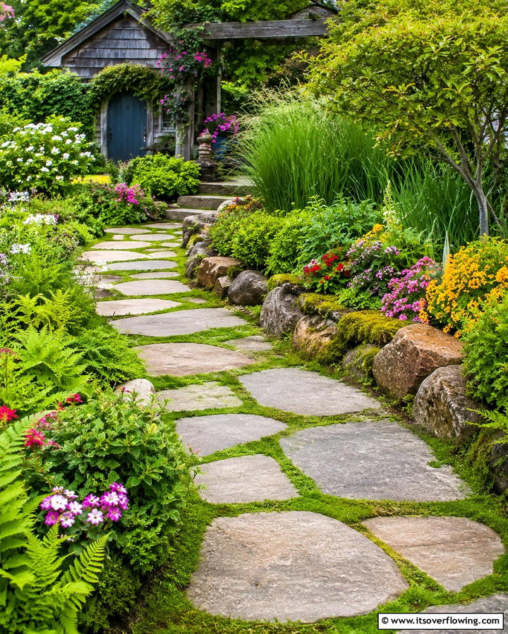 Stepping Stone Pathways - 25 Curved Walkway Ideas for a Charming Garden Path