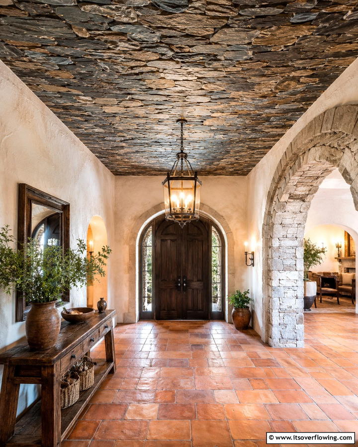 Stone Accent Ceilings - 30 Rustic Ceiling Ideas to Add Warmth to Any Room