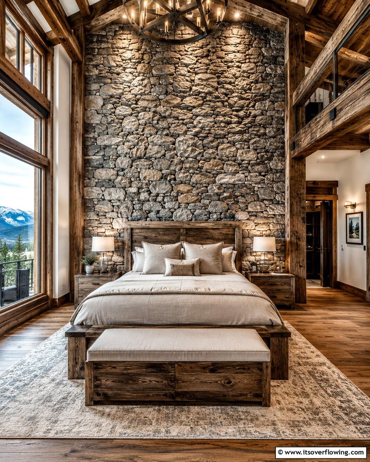 Stone Accent Walls - 25 Viking Bedroom Ideas for a Bold and Rustic Look