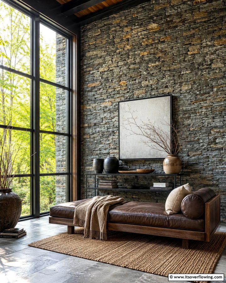 Stone Accent Walls for Natural Beauty - 25 Rustic Sunroom Ideas to Enjoy Nature Indoors