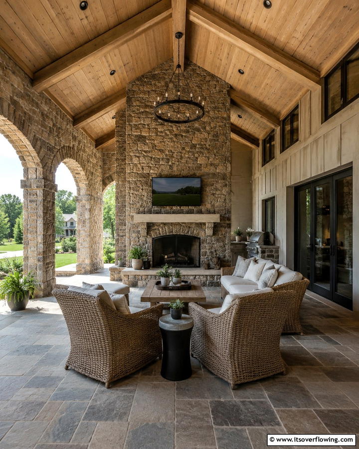Stone Accents - 25 Rustic Porch Ideas to Create a Cozy Outdoor Retreat