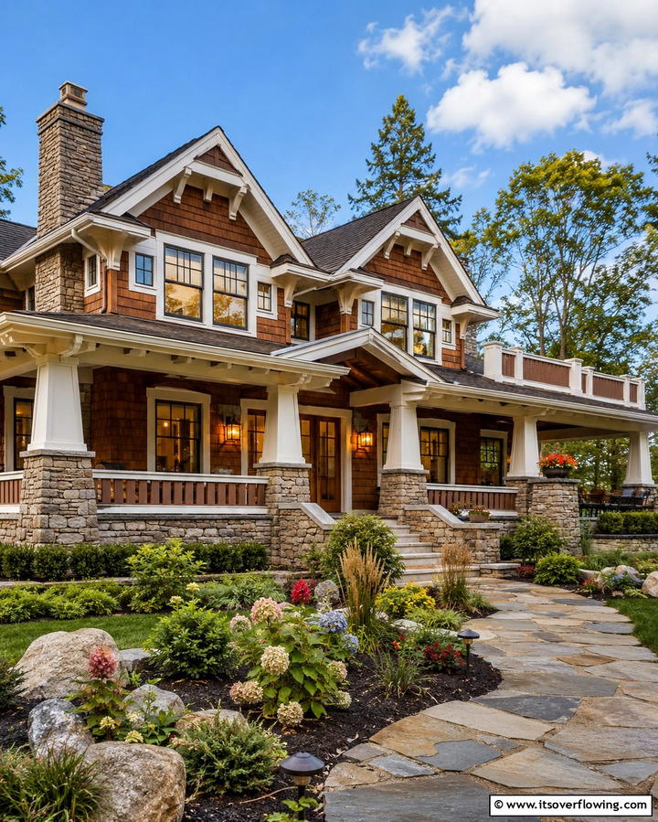 Stone Accents for Texture - 25 Craftsman Style House Exterior Ideas for Curb Appeal