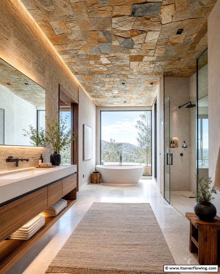 Stone Ceiling Details - 25 Stone Bathroom Ideas for a Rustic and Elegant Look