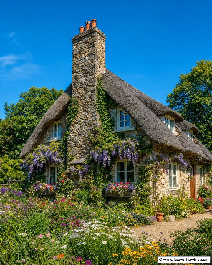 Stone Chimneys - 20 Charming Cottagecore House Exterior Ideas