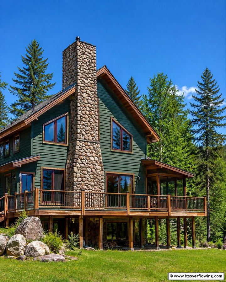 Stone Clad Chimneys for Rustic Appeal - 25 Stone Exterior Home Ideas for a Timeless Look