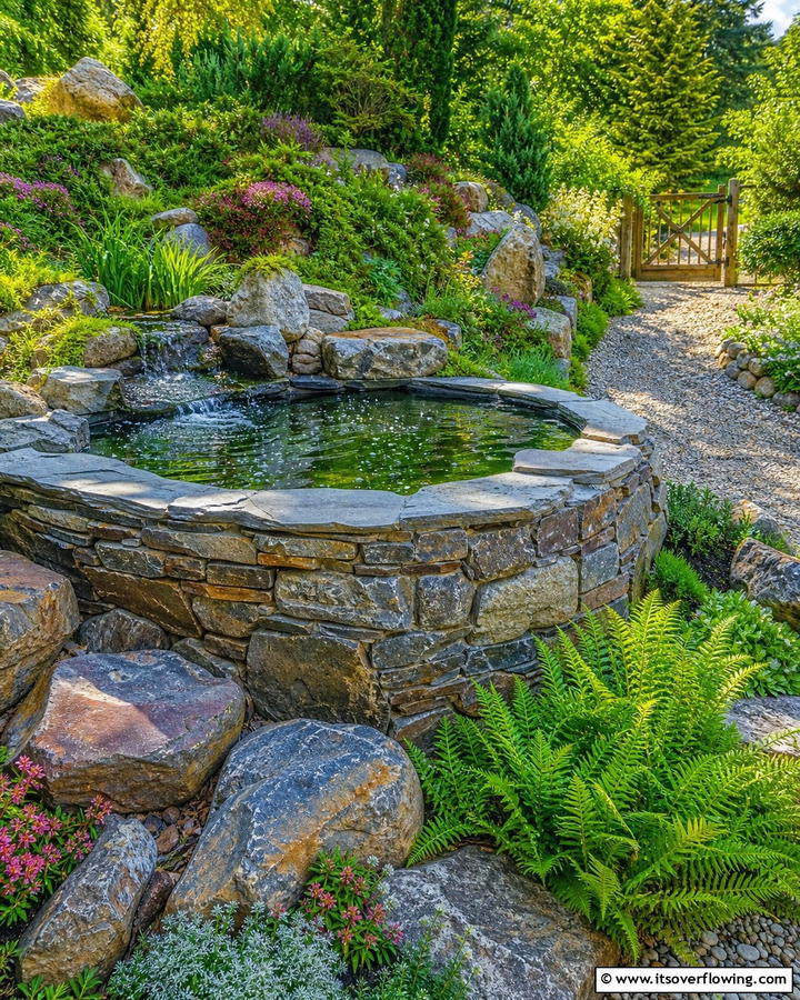 Stone Clad Raised Pond - 20 Raised Garden Pond Ideas for a Tranquil Backyard