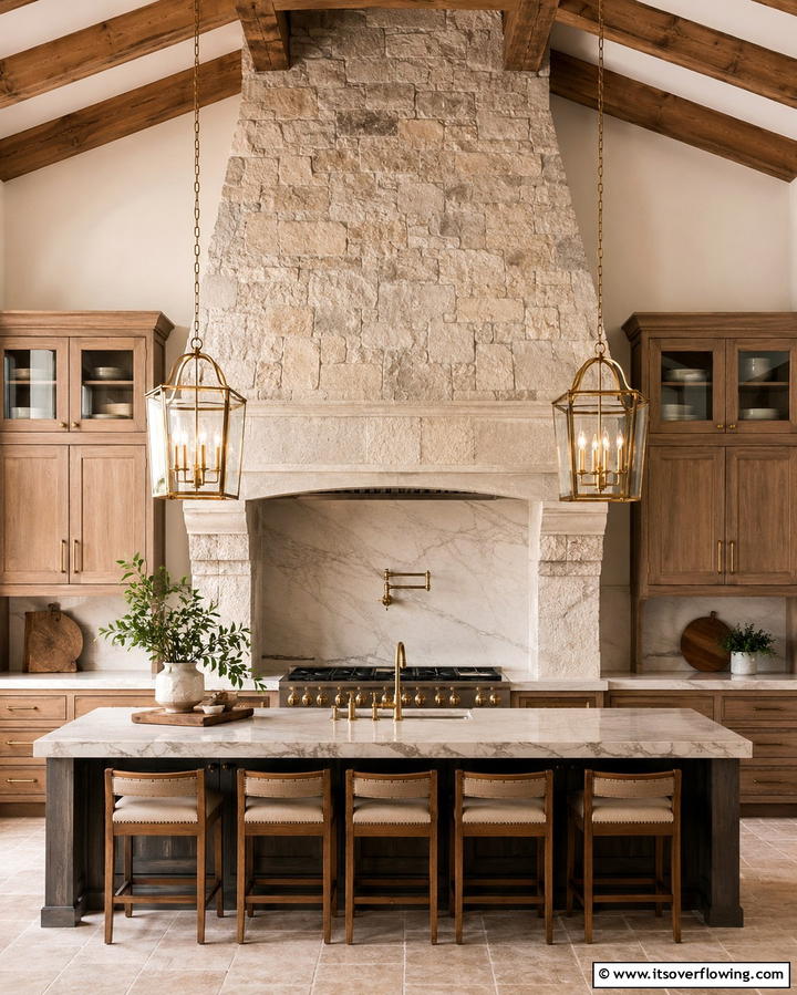 Stone Clad Range Hood - 25 Earthy Kitchen Ideas for a Natural Look