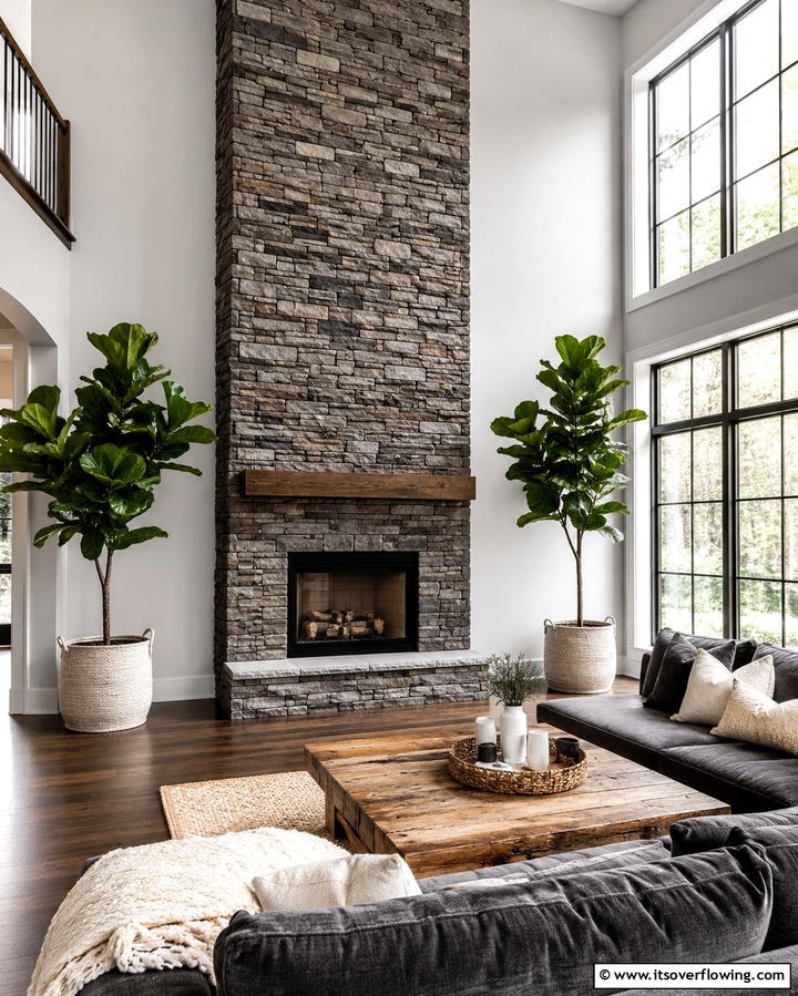 Stone Clad Sophistication - 25 Fireplace Accent Wall Ideas for a Stunning Focal Point
