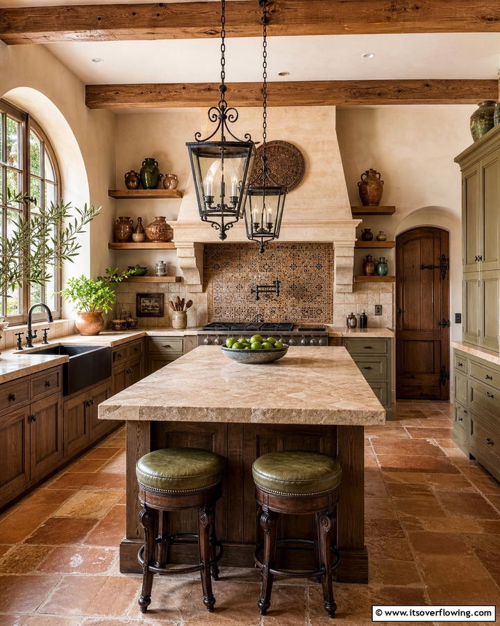 Stone Countertop Elegance - 30 Tuscan Kitchen Ideas for Warm Rustic Mediterranean Vibes