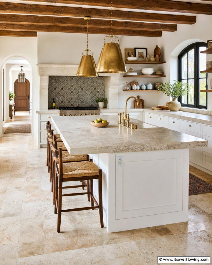 Stone Countertop Elegance - 21 Mediterranean Kitchen Ideas for Warm & Inviting Vibes
