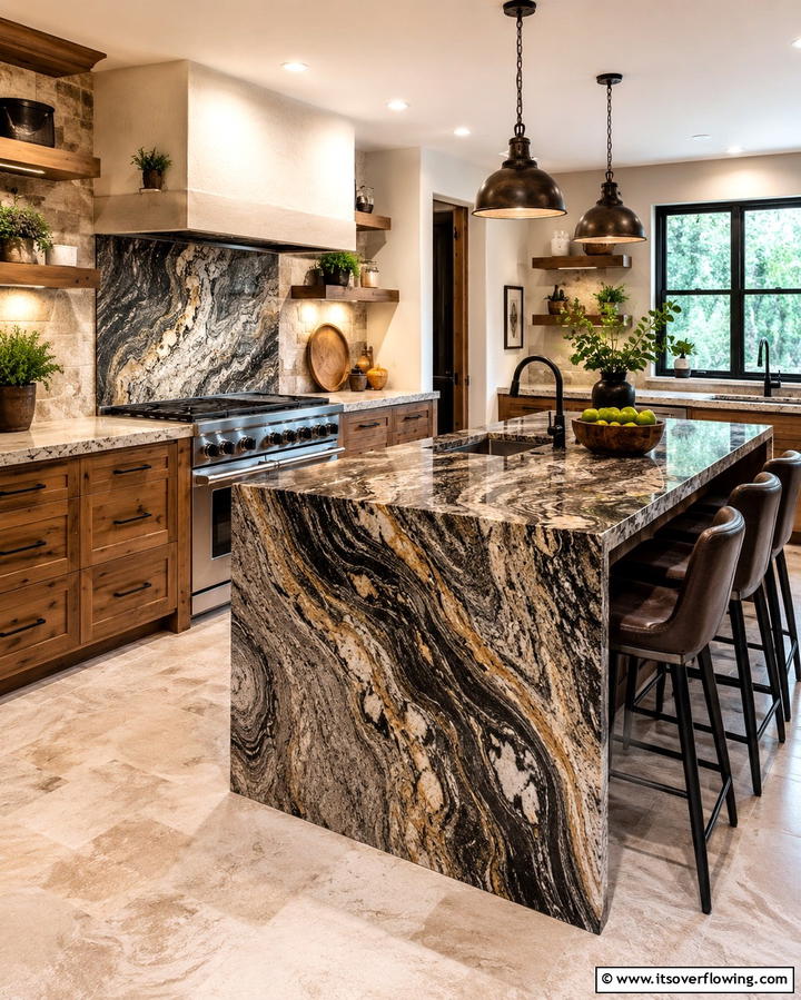 Stone Countertops - 25 Earthy Kitchen Ideas for a Natural Look