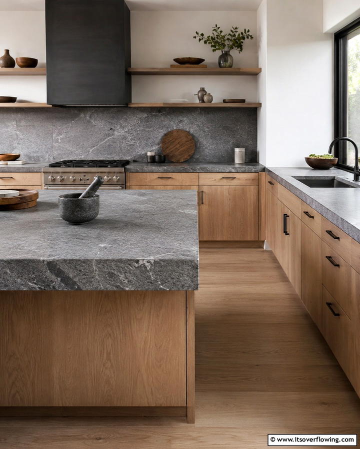 Stone Countertops - 25 Japanese Style Kitchen Ideas for a Zen Atmosphere