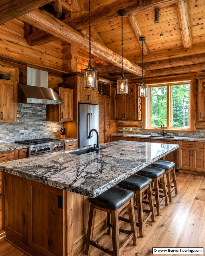 Stone Countertops for Durability and Style - 25 Log Cabin Kitchen Design Ideas for a Rustic Look