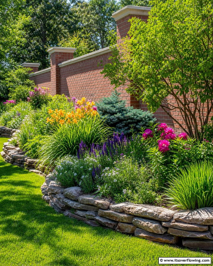 Stone Edged Garden Beds - 20 Raised Garden Bed Along Fence Ideas for Your Yard