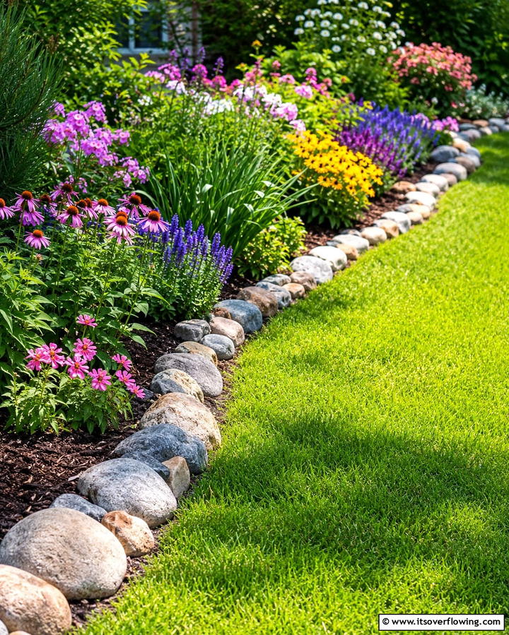Stone Edging for a Rustic Look - 25 Low Maintenance Garden Border Ideas for Easy Landscaping