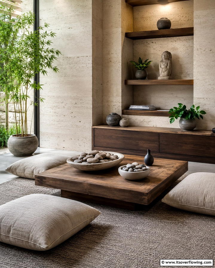 Stone Elements for a Grounding Effect - 20 Zen Room Ideas for Ultimate Relaxation