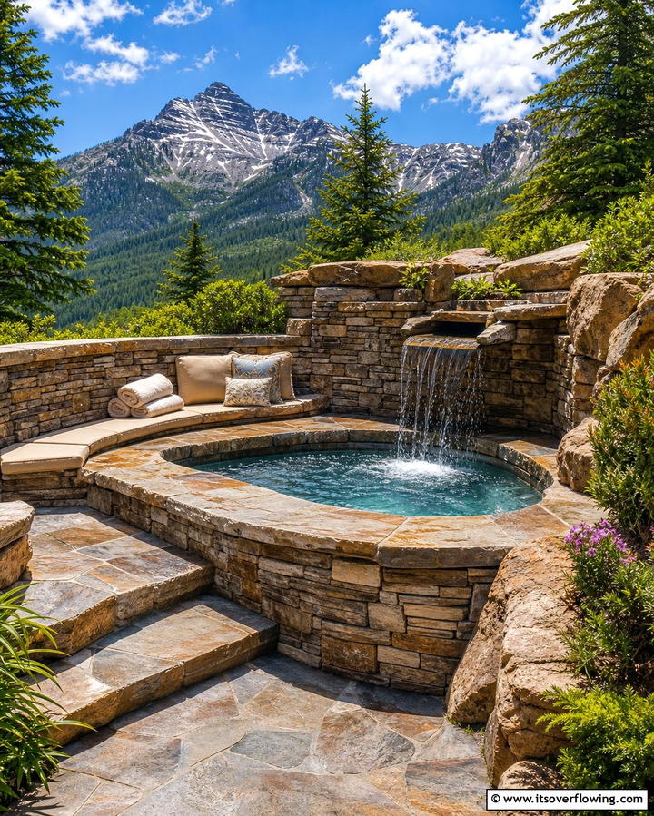 Stone Enclosure - 25 Hot Tub Enclosure Ideas for Year-Round Relaxation