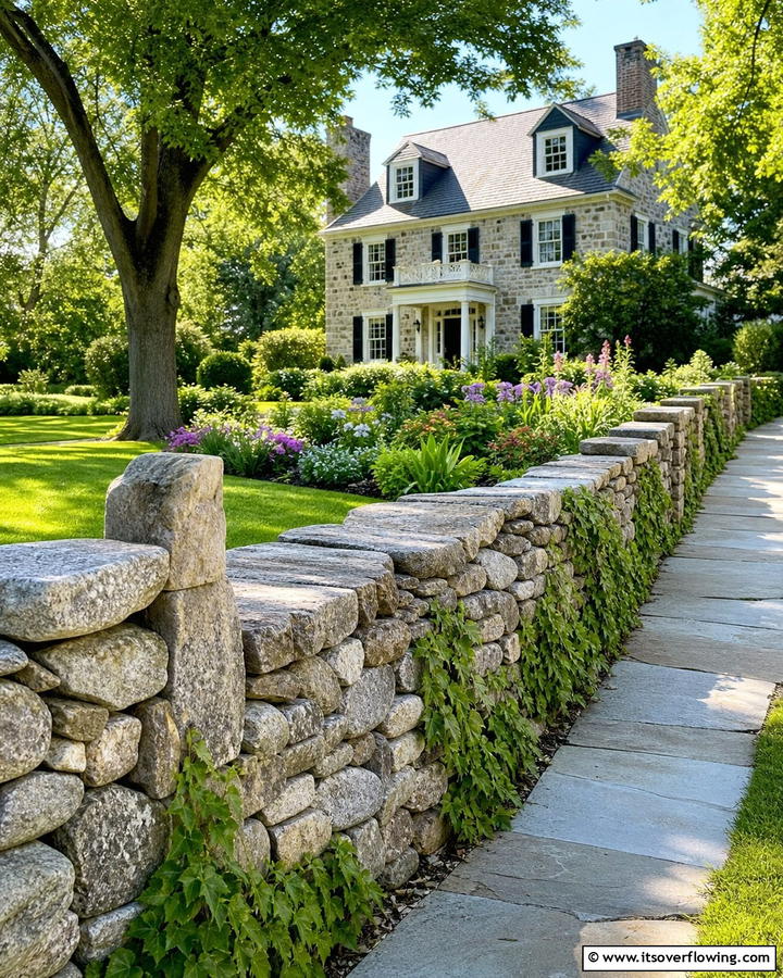 Stone Fence - 21 Popular Types of Fences for Privacy and Curb Appeal