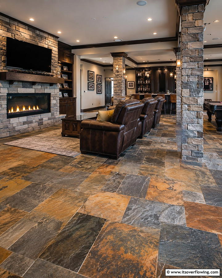 Stone Flooring - 25 Man Cave Flooring Ideas for a Masculine Retreat