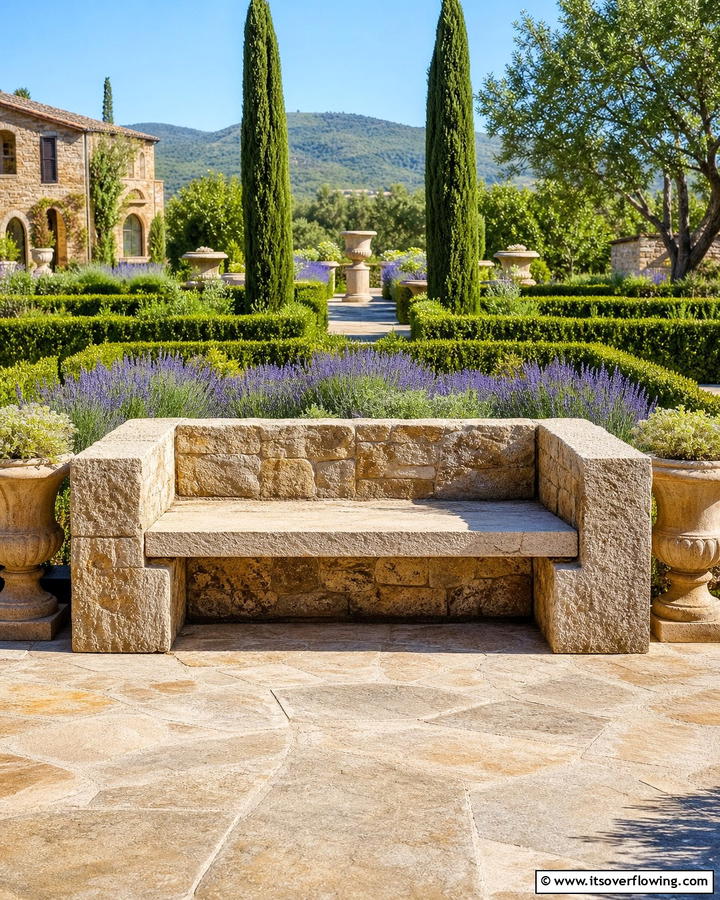 Stone Inspired Garden Bench - 30 Charming Garden Bench Ideas for Relaxing Outdoor Spaces