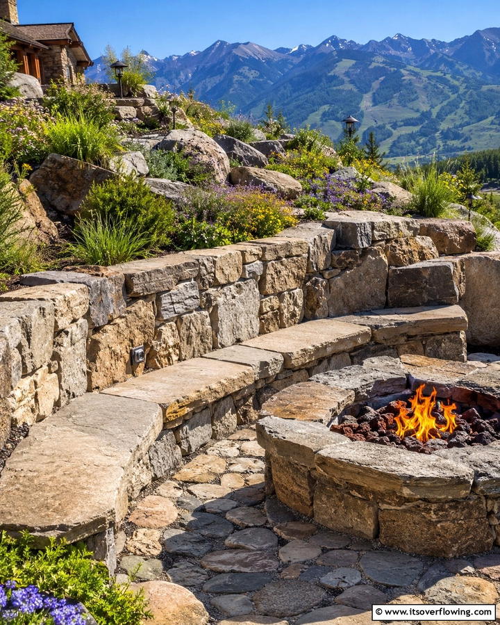 Stone Ledge Seating - 25 Fire Pit Seating Ideas to Enhance Your Outdoor Space