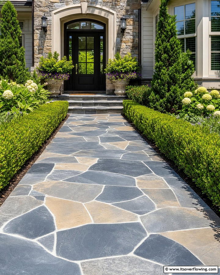 Stone Like Finish for Timeless Elegance - 20 Concrete Walkway Painting Ideas for a Unique Path