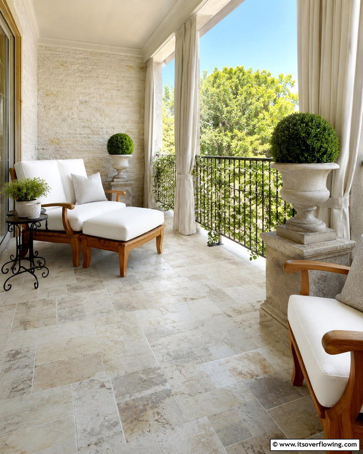 Stone Look Tiles - 25 Balcony Tiles Ideas for Stylish Outdoor Spaces