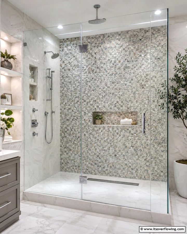 Stone Mosaic Walls - 25 Natural Bathroom Ideas for a Spa-Like Retreat at Home