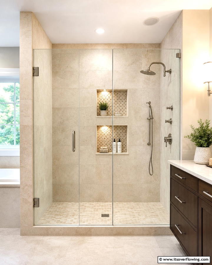 Stone Niches for StorageExact - 25 Stone Bathroom Ideas for a Rustic and Elegant Look