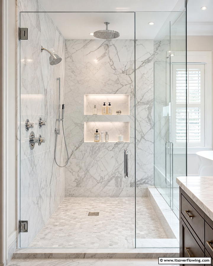 Stone Niches for StorageOne - 25 Stone Bathroom Ideas for a Rustic and Elegant Look