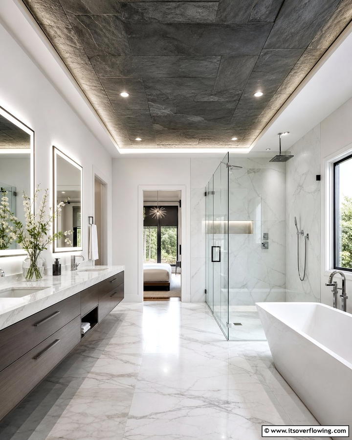 Stone Paneling for Ceilings - 25 Stone Bathroom Ideas for a Rustic and Elegant Look