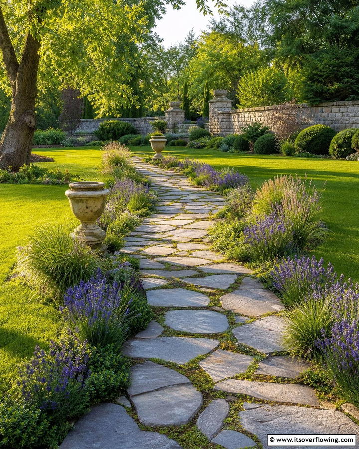Stone Pathway Serenity - 30 Greek Garden Ideas- Mediterranean-Inspired Landscaping