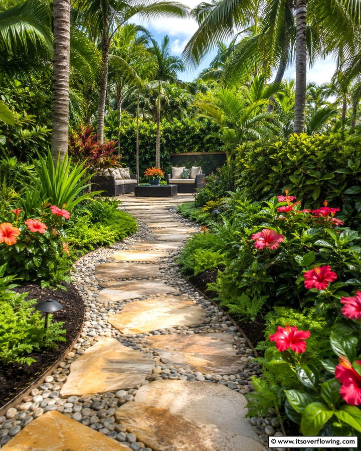 Stone Pathways for Natural Flow - 20 Tropical Backyard Ideas for a Lush Oasis