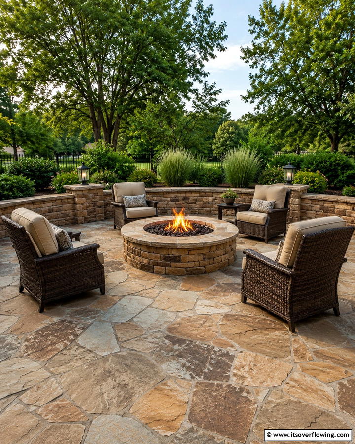 Stone Patio with Built In Fire Pit - 25 Stone Patio Ideas for Natural Outdoor Beauty
