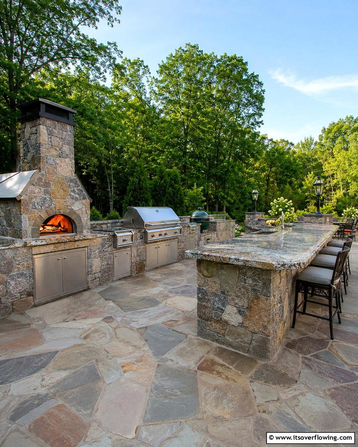 Stone Patio with Outdoor Kitchen - 25 Stone Patio Ideas for Natural Outdoor Beauty