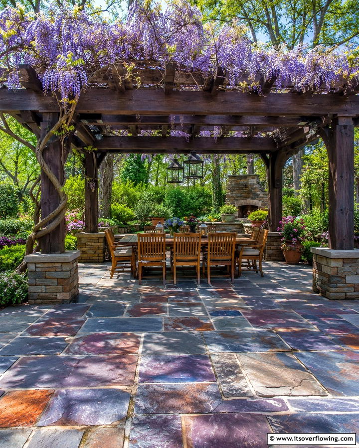 Stone Patio with Pergola - 25 Stone Patio Ideas for Natural Outdoor Beauty