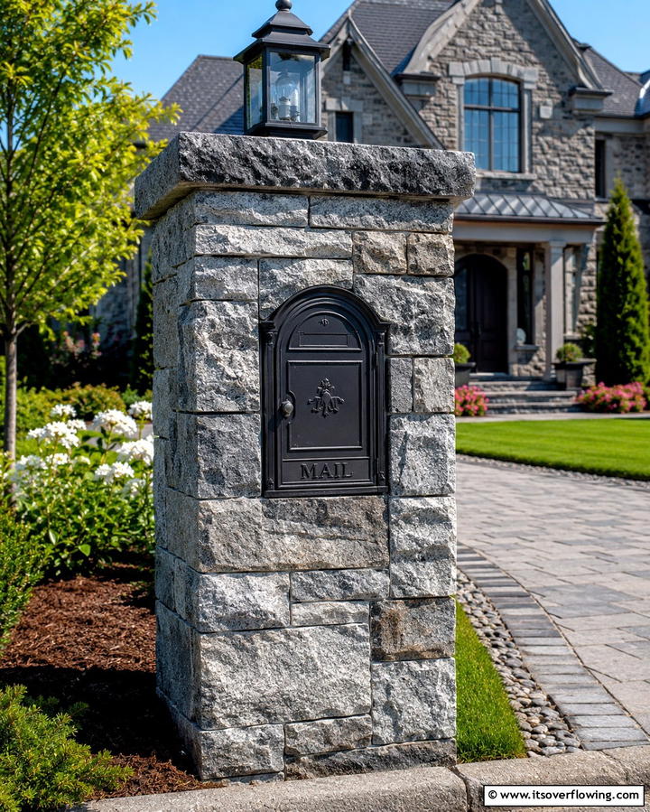 Stone Pillar Mailbox Post - 25 Unique Mailbox Post Ideas to Boost Curb Appeal