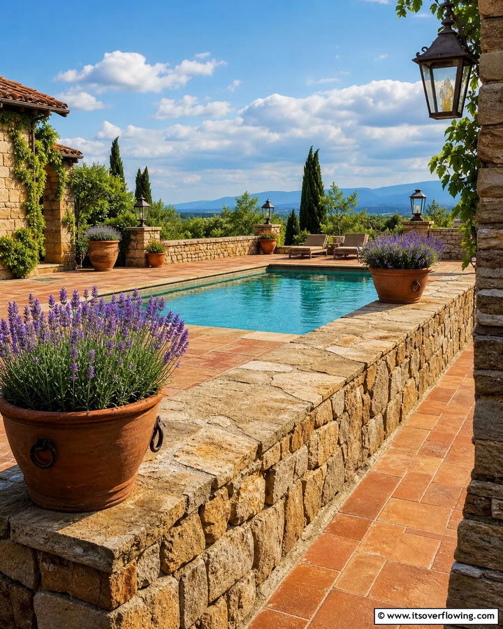 Stone Railings for a Rustic and Sturdy Look - 20 Pool Deck Railing Ideas for Safety and Style