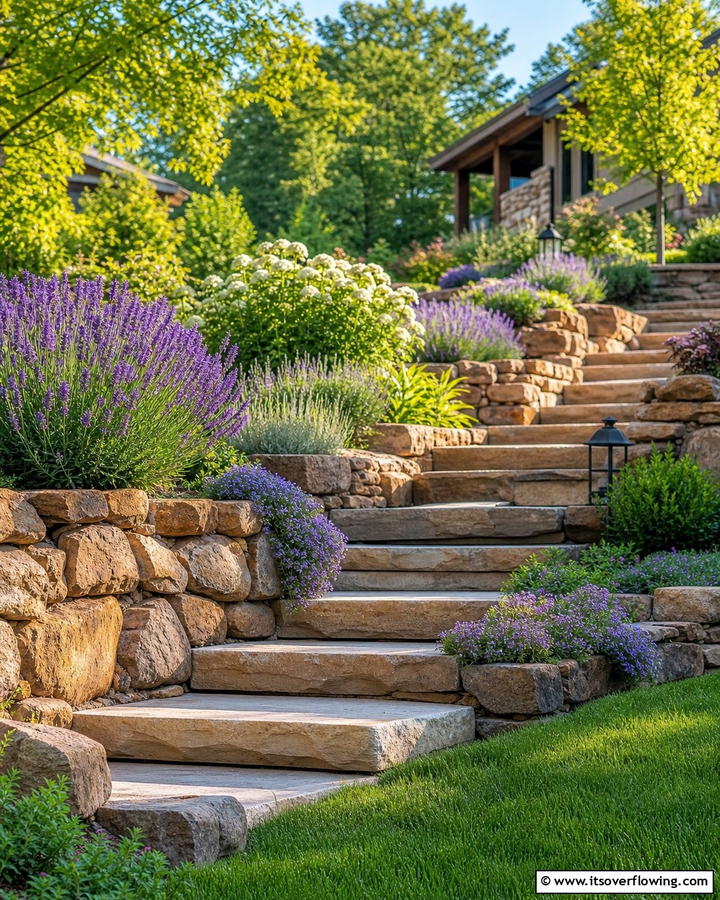 Stone Retaining Wall with Steps - 20 Natural Rock Retaining Wall Ideas for a Stunning Yard