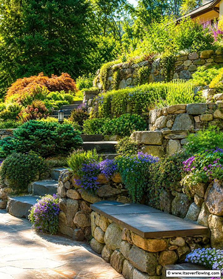 Stone Retaining Walls for Rustic Charm - 20 Hillside Terraced Garden Ideas for a Stunning Landscape