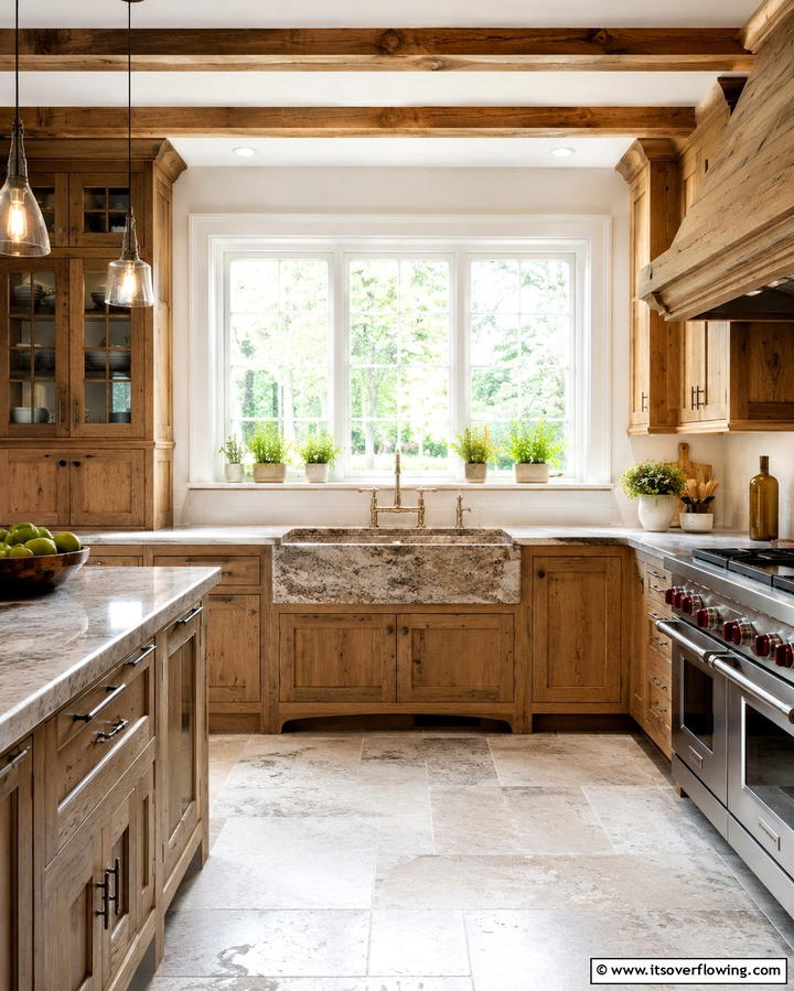 Stone Sink Basins - 25 Earthy Kitchen Ideas for a Natural Look