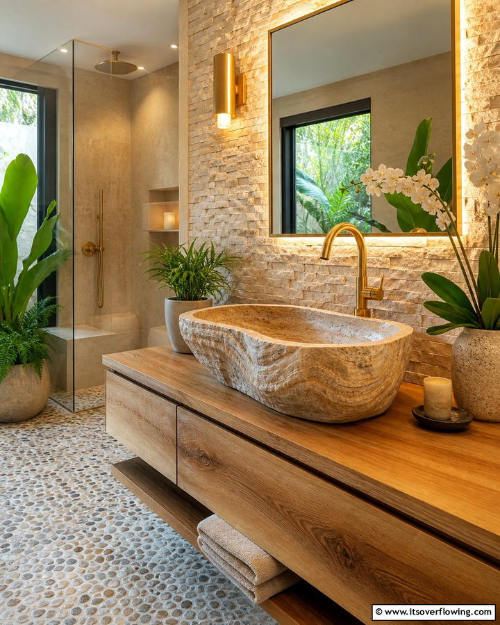 Stone Sinks for Natural Elegance - 25 Bathroom Sink Ideas for Style and Functionality
