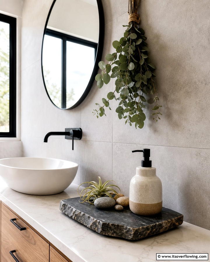 Stone Tray for a Natural Touch - 25 Stylish Bathroom Tray Ideas to Organize and Decorate