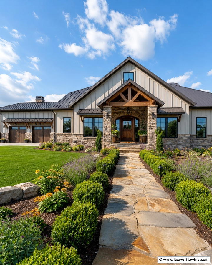 Stone Veneer Detailing - 20 Barndominium Exterior Ideas for Curb Appeal