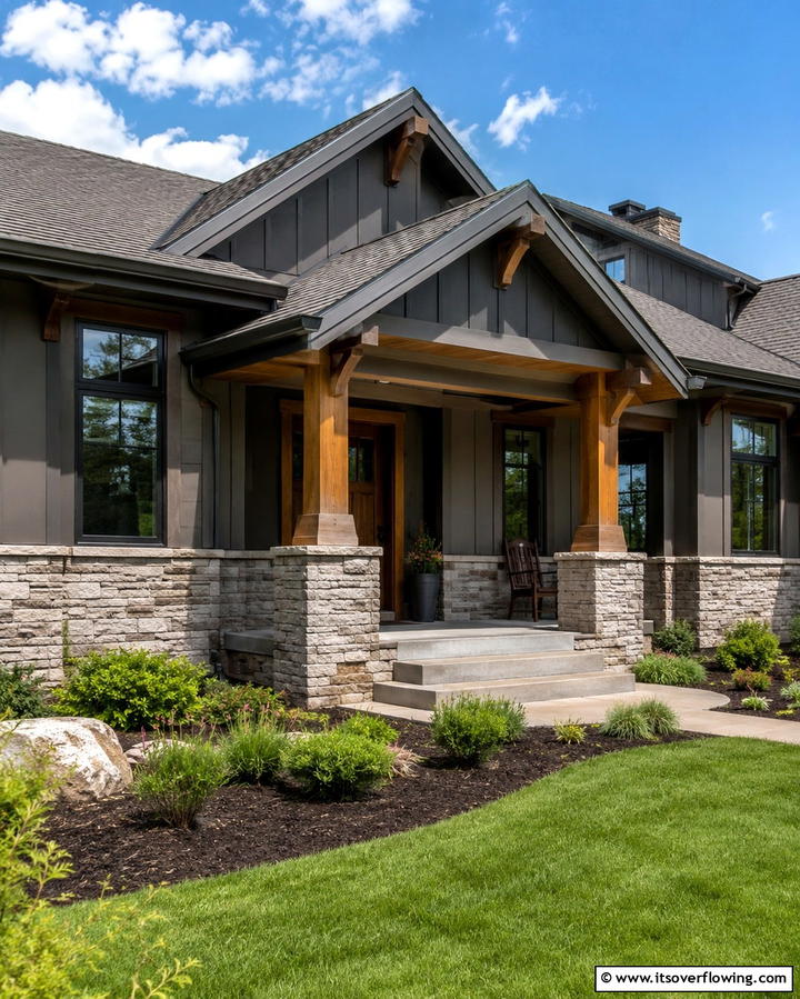 Stone Veneer Details - 25 Ideas for Ranch-Style Home Exteriors