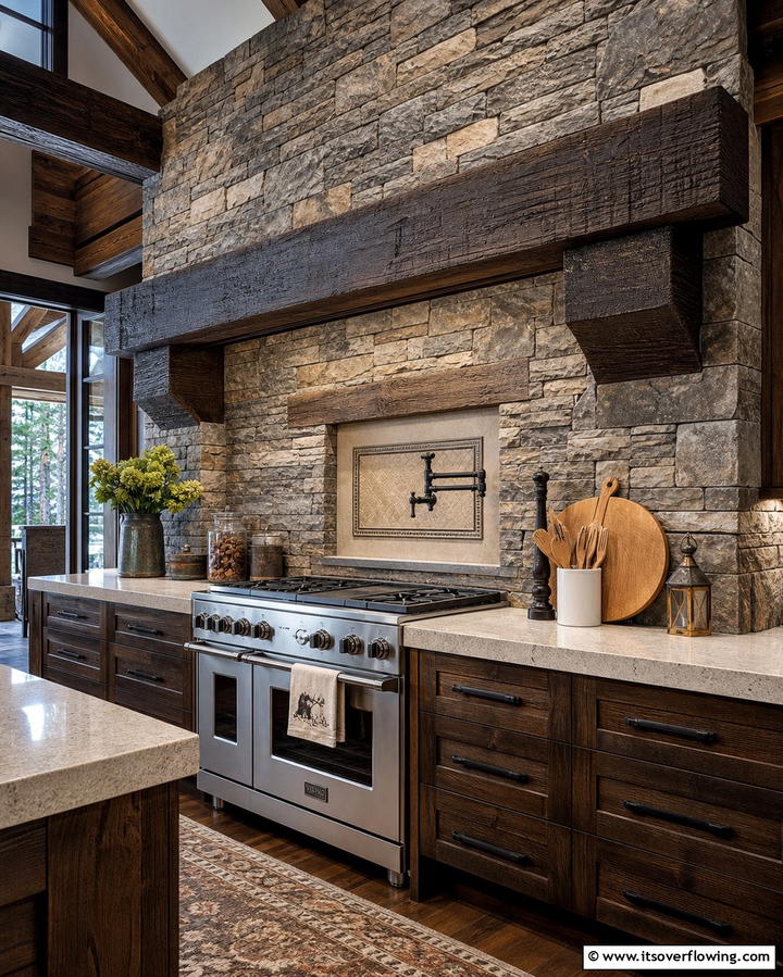 Stone Veneer Panels - 25 Rustic Backsplash Ideas for a Farmhouse Kitchen