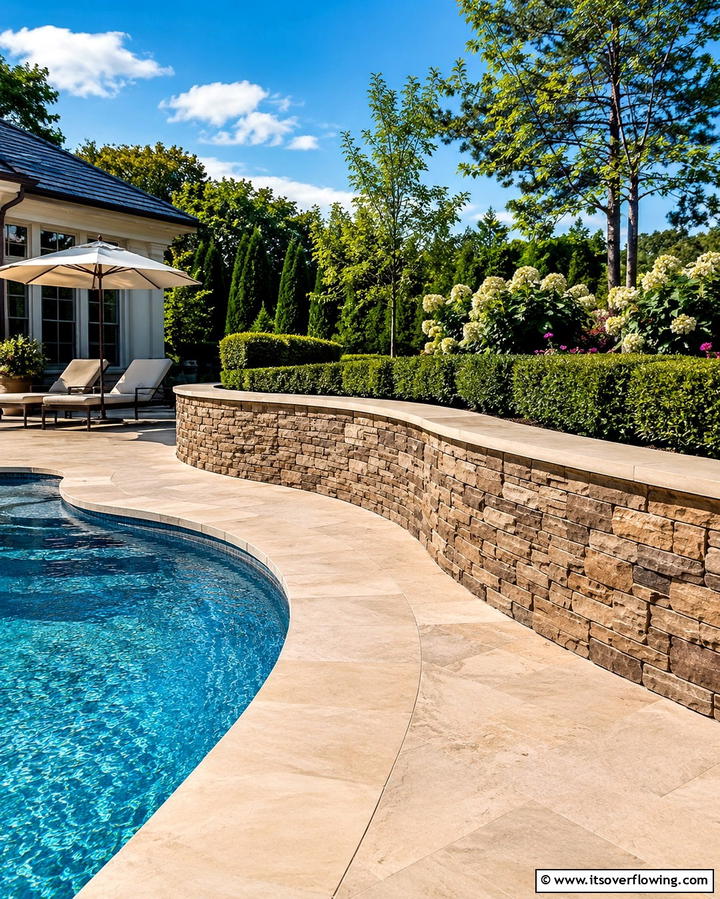 Stone Veneer Retaining WallOne - 25 Inexpensive Retaining Wall Ideas for Your Yard