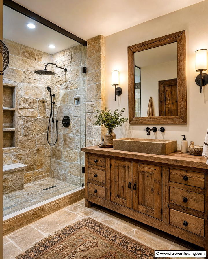 Stone Veneer Shower WallsOne - 25 Shower Wall Ideas to Elevate Your Bathroom Design