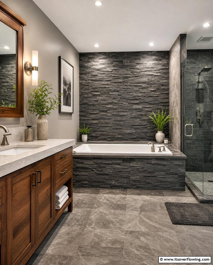 Stone Veneer Surround - 25 Bathtub Surround Ideas for a Luxurious Bathroom
