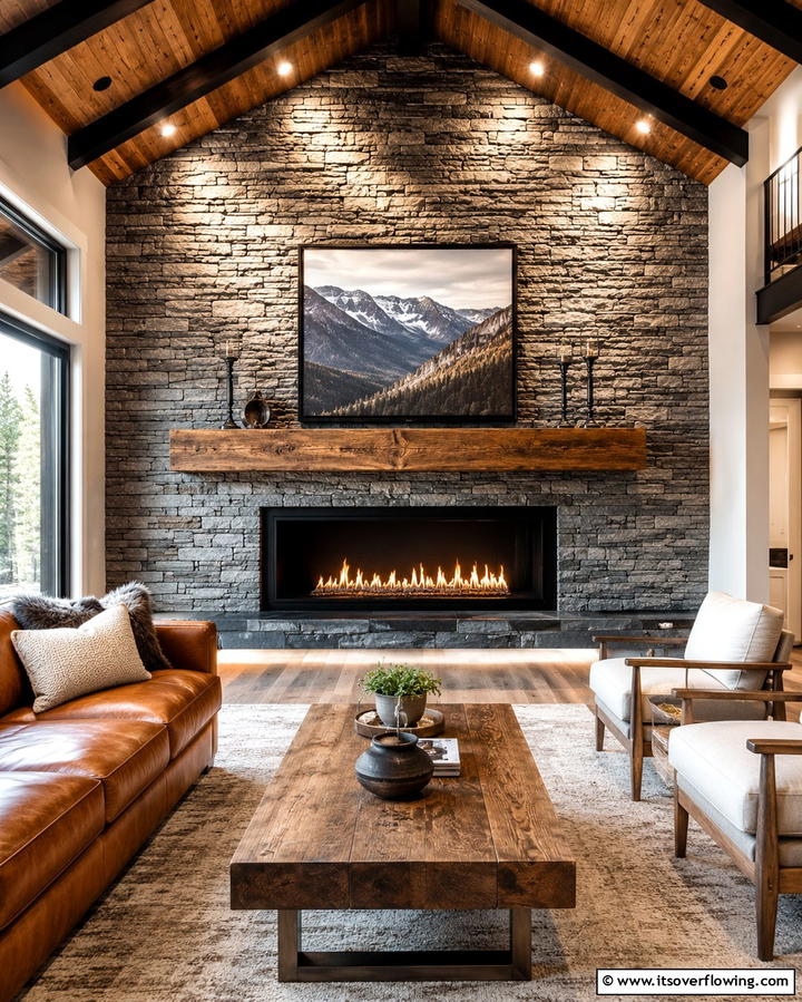 Stone Veneer Walls - 30 Fireplace Wall Ideas to Transform Your Living Space